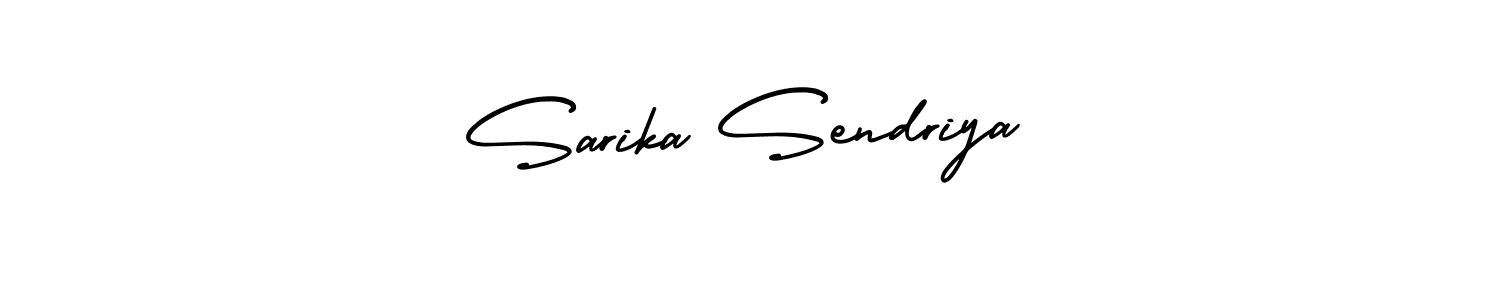 The best way (AmerikaSignatureDemo-Regular) to make a short signature is to pick only two or three words in your name. The name Sarika Sendriya include a total of six letters. For converting this name. Sarika Sendriya signature style 3 images and pictures png