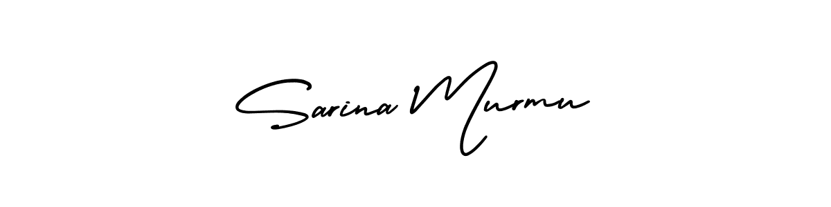 You should practise on your own different ways (AmerikaSignatureDemo-Regular) to write your name (Sarina Murmu) in signature. don't let someone else do it for you. Sarina Murmu signature style 3 images and pictures png