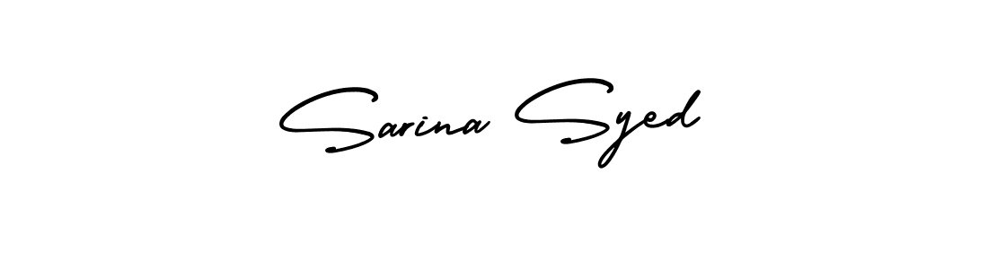 You should practise on your own different ways (AmerikaSignatureDemo-Regular) to write your name (Sarina Syed) in signature. don't let someone else do it for you. Sarina Syed signature style 3 images and pictures png