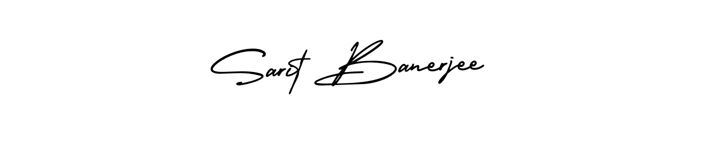 You should practise on your own different ways (AmerikaSignatureDemo-Regular) to write your name (Sarit Banerjee) in signature. don't let someone else do it for you. Sarit Banerjee signature style 3 images and pictures png