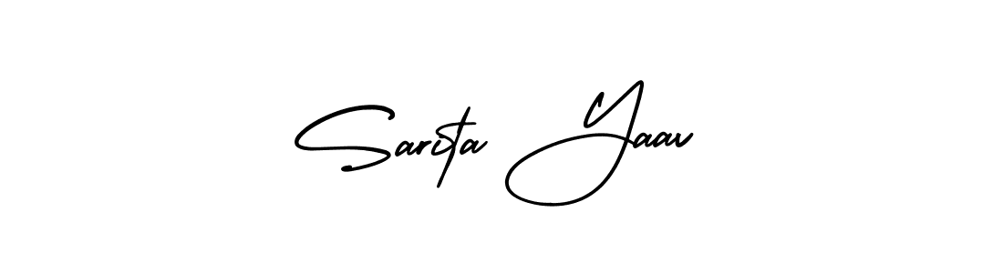 This is the best signature style for the Sarita Yaav name. Also you like these signature font (AmerikaSignatureDemo-Regular). Mix name signature. Sarita Yaav signature style 3 images and pictures png