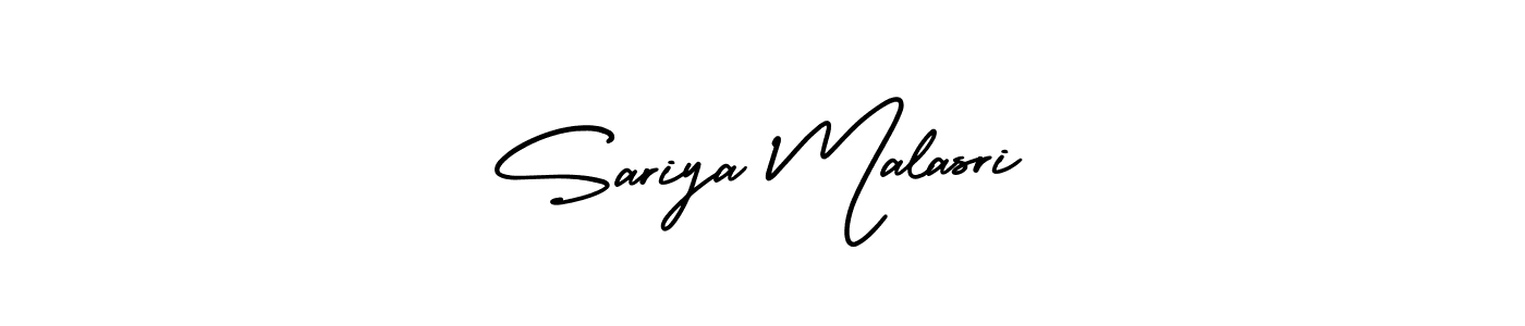 The best way (AmerikaSignatureDemo-Regular) to make a short signature is to pick only two or three words in your name. The name Sariya Malasri include a total of six letters. For converting this name. Sariya Malasri signature style 3 images and pictures png