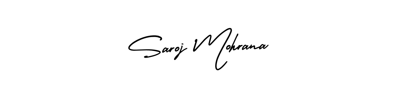 You should practise on your own different ways (AmerikaSignatureDemo-Regular) to write your name (Saroj Mohrana) in signature. don't let someone else do it for you. Saroj Mohrana signature style 3 images and pictures png