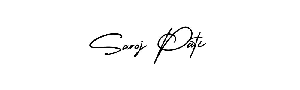 You should practise on your own different ways (AmerikaSignatureDemo-Regular) to write your name (Saroj Pati) in signature. don't let someone else do it for you. Saroj Pati signature style 3 images and pictures png