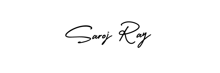 You should practise on your own different ways (AmerikaSignatureDemo-Regular) to write your name (Saroj Ray) in signature. don't let someone else do it for you. Saroj Ray signature style 3 images and pictures png