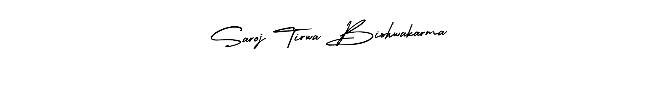 The best way (AmerikaSignatureDemo-Regular) to make a short signature is to pick only two or three words in your name. The name Saroj Tirwa Bishwakarma include a total of six letters. For converting this name. Saroj Tirwa Bishwakarma signature style 3 images and pictures png