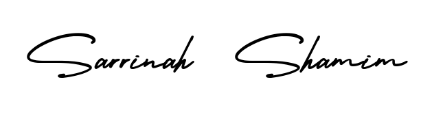 A dynamic signature style for Sarrinah  Shamim using AmerikaSignatureDemo-Regular script. Designed to look authentic, handwritten, and professional. Sarrinah  Shamim signature style 3 images and pictures png