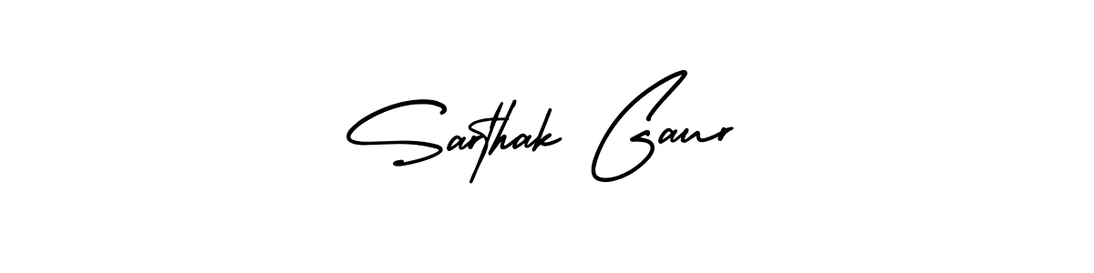 How to make Sarthak Gaur name signature. Use AmerikaSignatureDemo-Regular style for creating short signs online. This is the latest handwritten sign. Sarthak Gaur signature style 3 images and pictures png