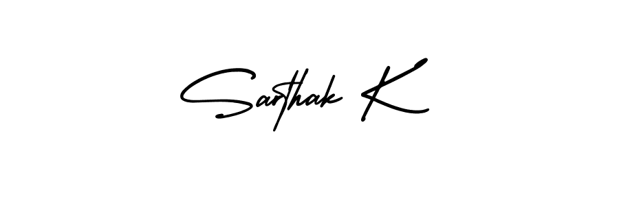 It looks lik you need a new signature style for name Sarthak K. Design unique handwritten (AmerikaSignatureDemo-Regular) signature with our free signature maker in just a few clicks. Sarthak K signature style 3 images and pictures png