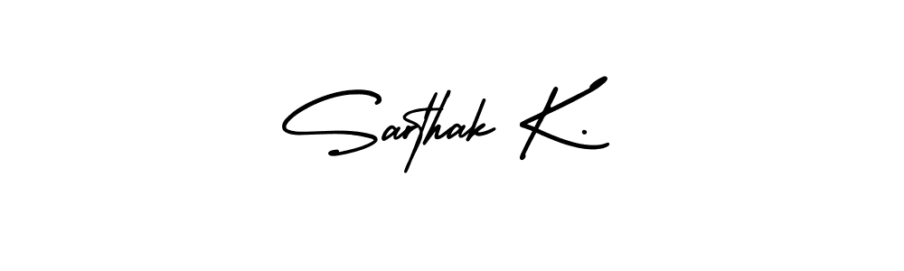 How to Draw Sarthak K. signature style? AmerikaSignatureDemo-Regular is a latest design signature styles for name Sarthak K.. Sarthak K. signature style 3 images and pictures png