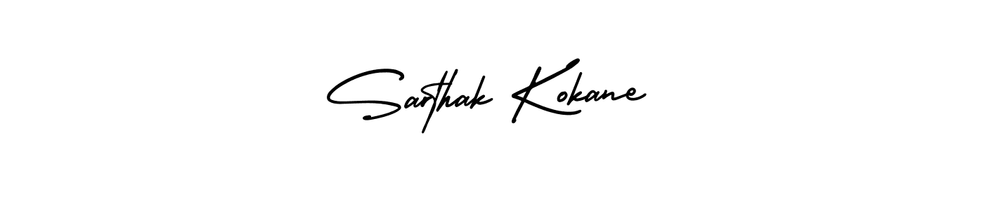 The best way (AmerikaSignatureDemo-Regular) to make a short signature is to pick only two or three words in your name. The name Sarthak Kokane include a total of six letters. For converting this name. Sarthak Kokane signature style 3 images and pictures png