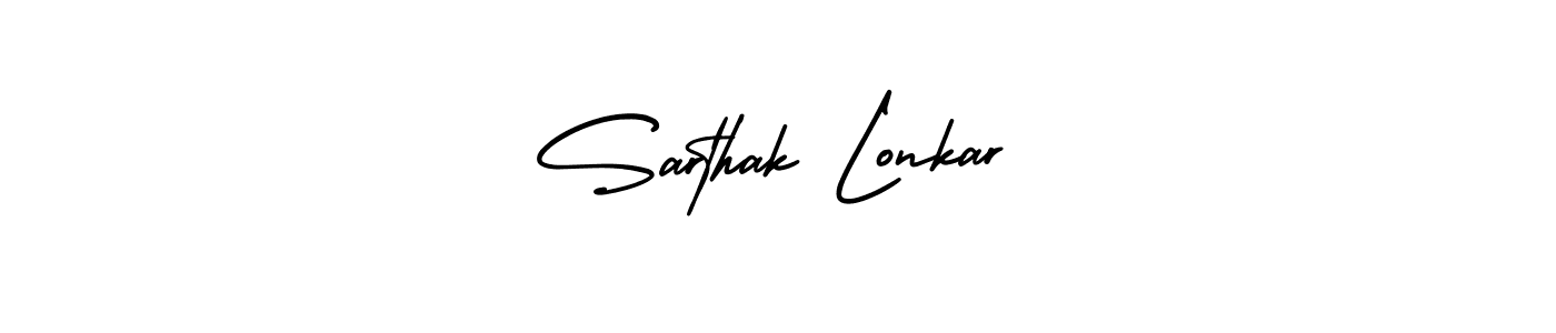 The best way (AmerikaSignatureDemo-Regular) to make a short signature is to pick only two or three words in your name. The name Sarthak Lonkar include a total of six letters. For converting this name. Sarthak Lonkar signature style 3 images and pictures png