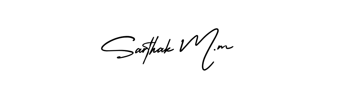 The best way (AmerikaSignatureDemo-Regular) to make a short signature is to pick only two or three words in your name. The name Sarthak M.m include a total of six letters. For converting this name. Sarthak M.m signature style 3 images and pictures png