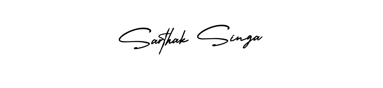 You should practise on your own different ways (AmerikaSignatureDemo-Regular) to write your name (Sarthak Singa) in signature. don't let someone else do it for you. Sarthak Singa signature style 3 images and pictures png