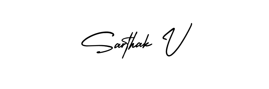Sarthak V stylish signature style. Best Handwritten Sign (AmerikaSignatureDemo-Regular) for my name. Handwritten Signature Collection Ideas for my name Sarthak V. Sarthak V signature style 3 images and pictures png