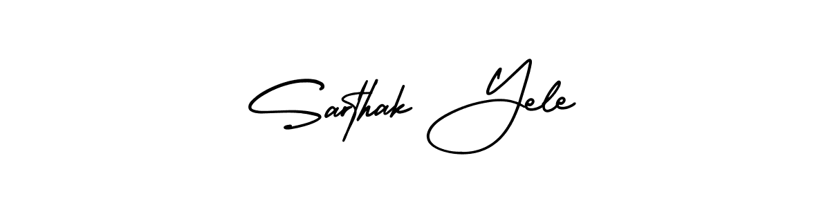 This is the best signature style for the Sarthak Yele name. Also you like these signature font (AmerikaSignatureDemo-Regular). Mix name signature. Sarthak Yele signature style 3 images and pictures png