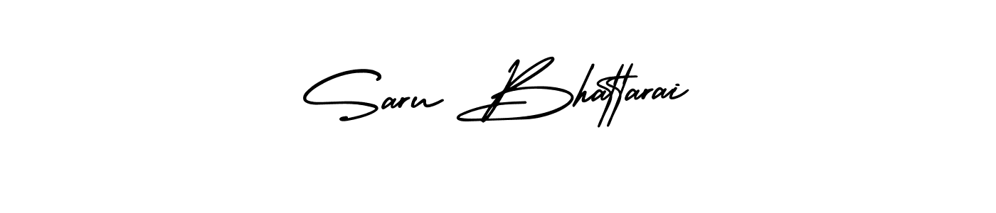 You should practise on your own different ways (AmerikaSignatureDemo-Regular) to write your name (Saru Bhattarai) in signature. don't let someone else do it for you. Saru Bhattarai signature style 3 images and pictures png