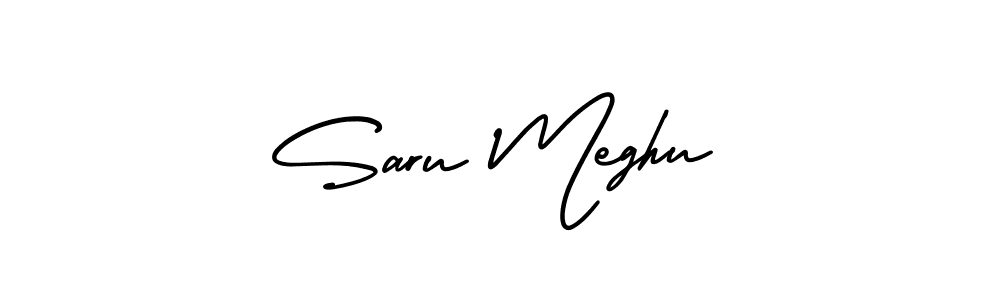 Also You can easily find your signature by using the search form. We will create Saru Meghu name handwritten signature images for you free of cost using AmerikaSignatureDemo-Regular sign style. Saru Meghu signature style 3 images and pictures png