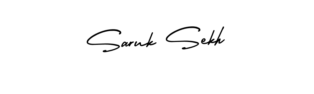 You should practise on your own different ways (AmerikaSignatureDemo-Regular) to write your name (Saruk Sekh) in signature. don't let someone else do it for you. Saruk Sekh signature style 3 images and pictures png