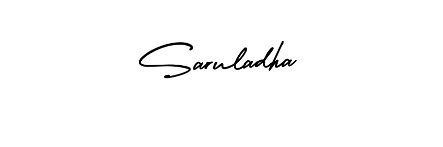 You should practise on your own different ways (AmerikaSignatureDemo-Regular) to write your name (Saruladha) in signature. don't let someone else do it for you. Saruladha signature style 3 images and pictures png