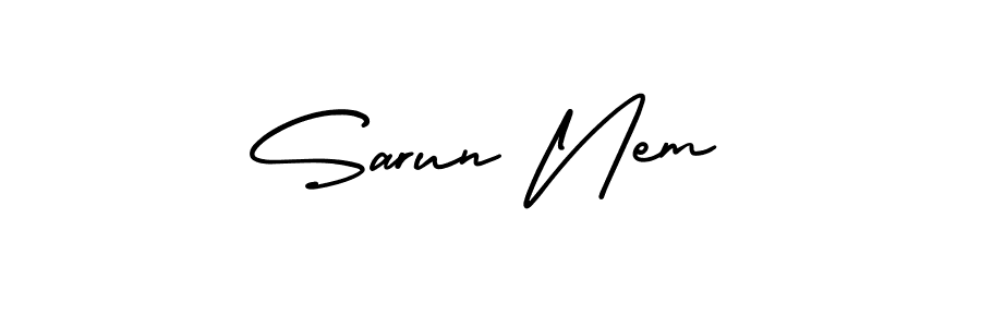 Similarly AmerikaSignatureDemo-Regular is the best handwritten signature design. Signature creator online .You can use it as an online autograph creator for name Sarun Nem. Sarun Nem signature style 3 images and pictures png