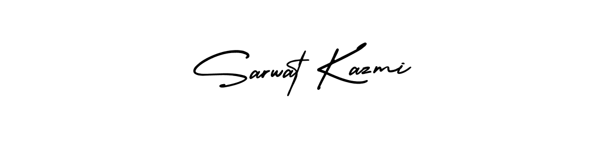 You should practise on your own different ways (AmerikaSignatureDemo-Regular) to write your name (Sarwat Kazmi) in signature. don't let someone else do it for you. Sarwat Kazmi signature style 3 images and pictures png