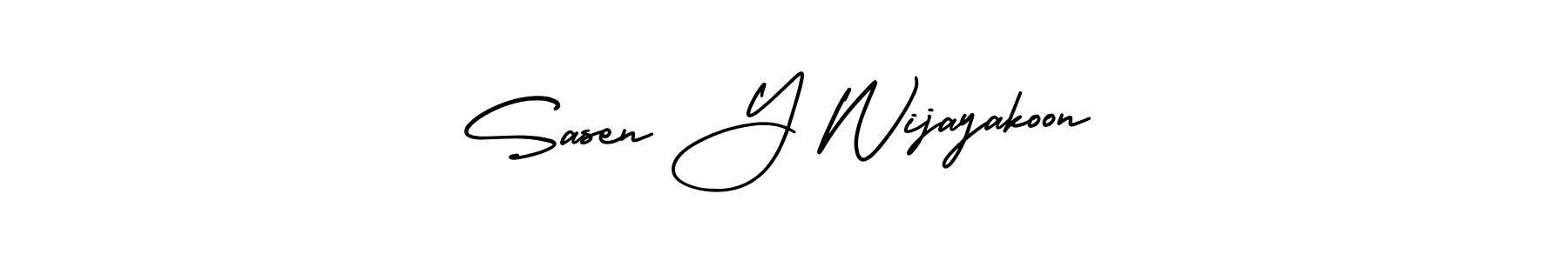 How to make Sasen Y Wijayakoon name signature. Use AmerikaSignatureDemo-Regular style for creating short signs online. This is the latest handwritten sign. Sasen Y Wijayakoon signature style 3 images and pictures png