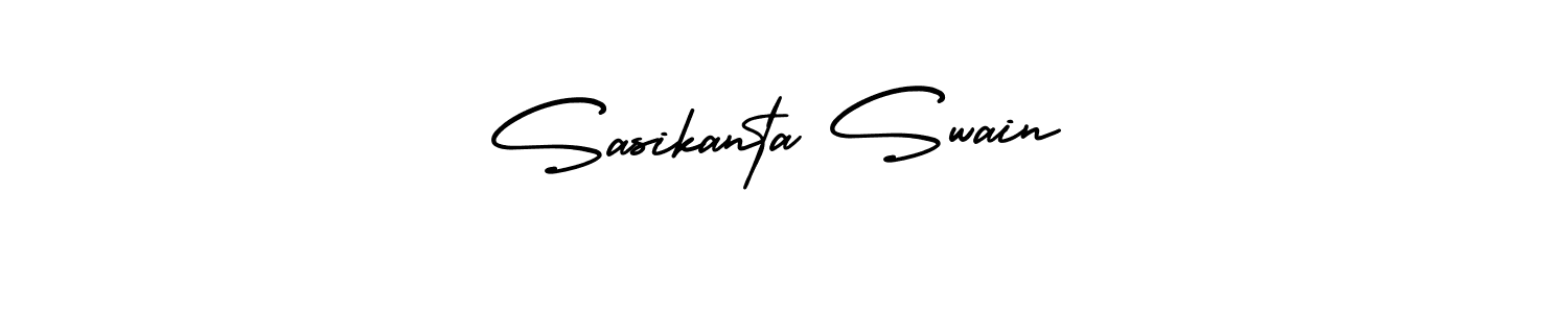 You should practise on your own different ways (AmerikaSignatureDemo-Regular) to write your name (Sasikanta Swain) in signature. don't let someone else do it for you. Sasikanta Swain signature style 3 images and pictures png