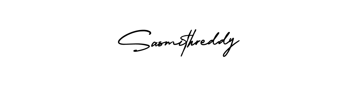 How to make Sasmithreddy name signature. Use AmerikaSignatureDemo-Regular style for creating short signs online. This is the latest handwritten sign. Sasmithreddy signature style 3 images and pictures png