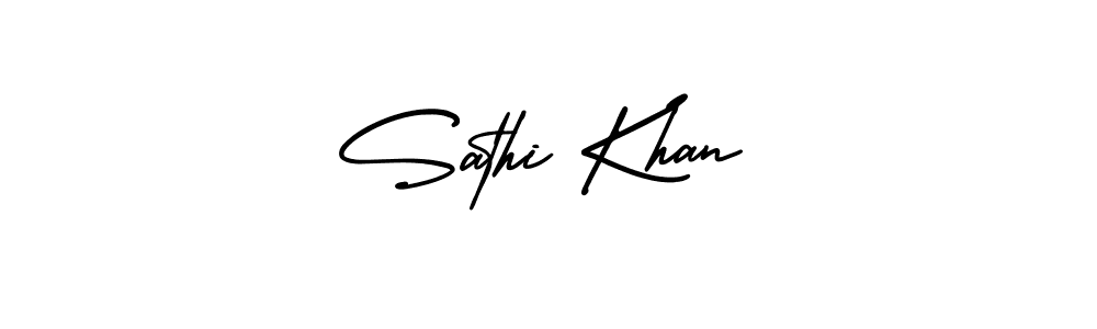 This is the best signature style for the Sathi Khan name. Also you like these signature font (AmerikaSignatureDemo-Regular). Mix name signature. Sathi Khan signature style 3 images and pictures png