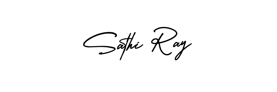You should practise on your own different ways (AmerikaSignatureDemo-Regular) to write your name (Sathi Ray) in signature. don't let someone else do it for you. Sathi Ray signature style 3 images and pictures png