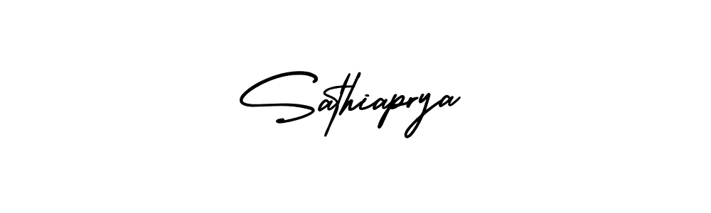 The best way (AmerikaSignatureDemo-Regular) to make a short signature is to pick only two or three words in your name. The name Sathiaprya include a total of six letters. For converting this name. Sathiaprya signature style 3 images and pictures png