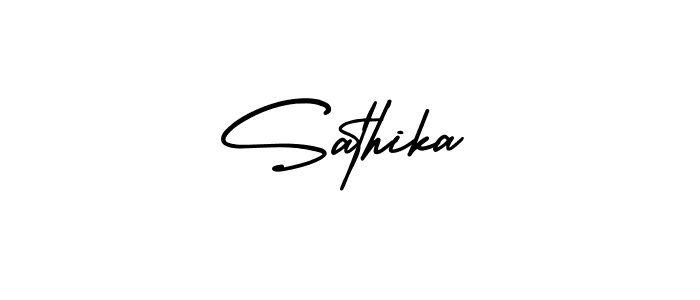 How to make Sathika name signature. Use AmerikaSignatureDemo-Regular style for creating short signs online. This is the latest handwritten sign. Sathika signature style 3 images and pictures png