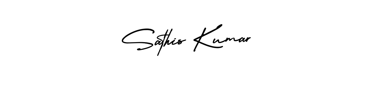 The best way (AmerikaSignatureDemo-Regular) to make a short signature is to pick only two or three words in your name. The name Sathis Kumar  include a total of six letters. For converting this name. Sathis Kumar  signature style 3 images and pictures png