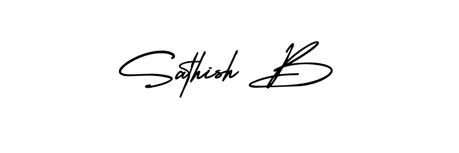 Sathish B stylish signature style. Best Handwritten Sign (AmerikaSignatureDemo-Regular) for my name. Handwritten Signature Collection Ideas for my name Sathish B. Sathish B signature style 3 images and pictures png