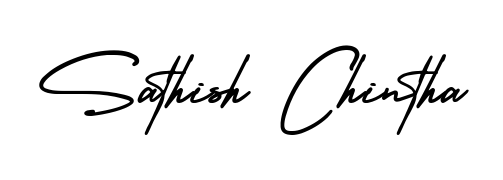 Turn your name Sathish Chintha into a signature brand with AmerikaSignatureDemo-Regular styling. Download in standard PNG or transparent format anytime. Sathish Chintha signature style 3 images and pictures png