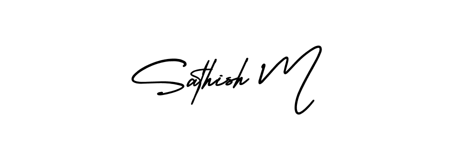 This is the best signature style for the Sathish M name. Also you like these signature font (AmerikaSignatureDemo-Regular). Mix name signature. Sathish M signature style 3 images and pictures png