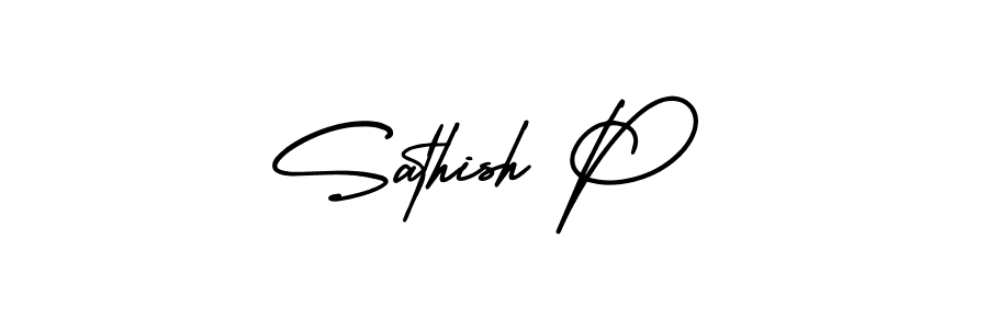 Sathish P stylish signature style. Best Handwritten Sign (AmerikaSignatureDemo-Regular) for my name. Handwritten Signature Collection Ideas for my name Sathish P. Sathish P signature style 3 images and pictures png