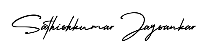 Stand out with a creative autograph for Sathishkumar Jaysankar. The AmerikaSignatureDemo-Regular styling blends modern aesthetics with classic signature flourishes. Sathishkumar Jaysankar signature style 3 images and pictures png
