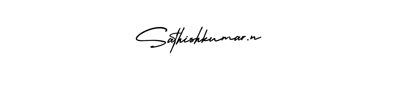 You should practise on your own different ways (AmerikaSignatureDemo-Regular) to write your name (Sathishkumar.n) in signature. don't let someone else do it for you. Sathishkumar.n signature style 3 images and pictures png