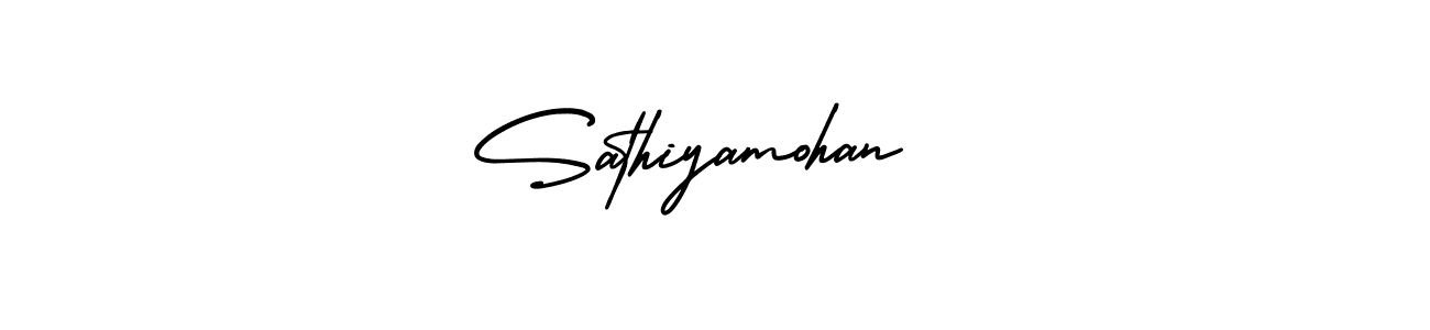 The best way (AmerikaSignatureDemo-Regular) to make a short signature is to pick only two or three words in your name. The name Sathiyamohan  include a total of six letters. For converting this name. Sathiyamohan  signature style 3 images and pictures png