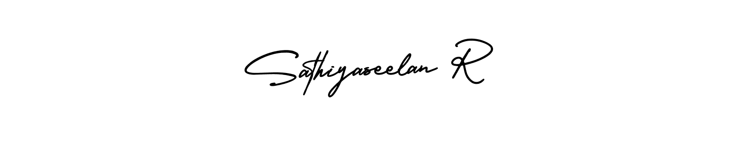 How to make Sathiyaseelan R signature? AmerikaSignatureDemo-Regular is a professional autograph style. Create handwritten signature for Sathiyaseelan R name. Sathiyaseelan R signature style 3 images and pictures png