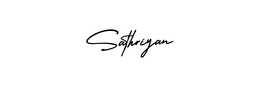 Make a beautiful signature design for name Sathriyan. With this signature (AmerikaSignatureDemo-Regular) style, you can create a handwritten signature for free. Sathriyan signature style 3 images and pictures png