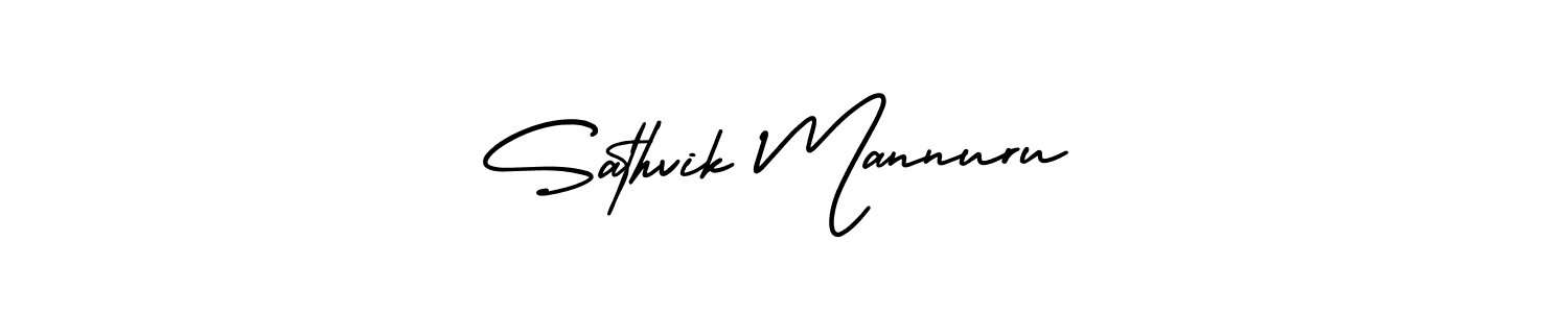 How to make Sathvik Mannuru name signature. Use AmerikaSignatureDemo-Regular style for creating short signs online. This is the latest handwritten sign. Sathvik Mannuru signature style 3 images and pictures png