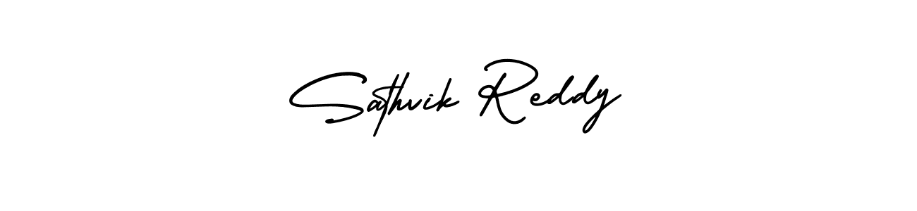 This is the best signature style for the Sathvik Reddy name. Also you like these signature font (AmerikaSignatureDemo-Regular). Mix name signature. Sathvik Reddy signature style 3 images and pictures png