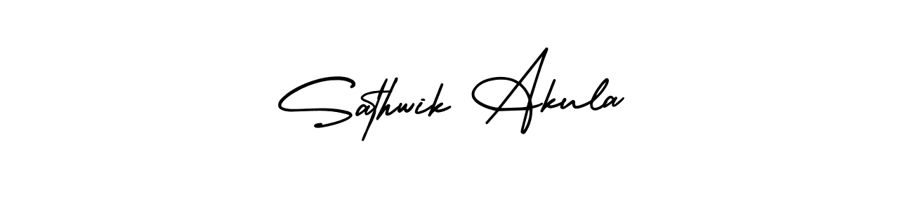 Make a beautiful signature design for name Sathwik Akula. With this signature (AmerikaSignatureDemo-Regular) style, you can create a handwritten signature for free. Sathwik Akula signature style 3 images and pictures png