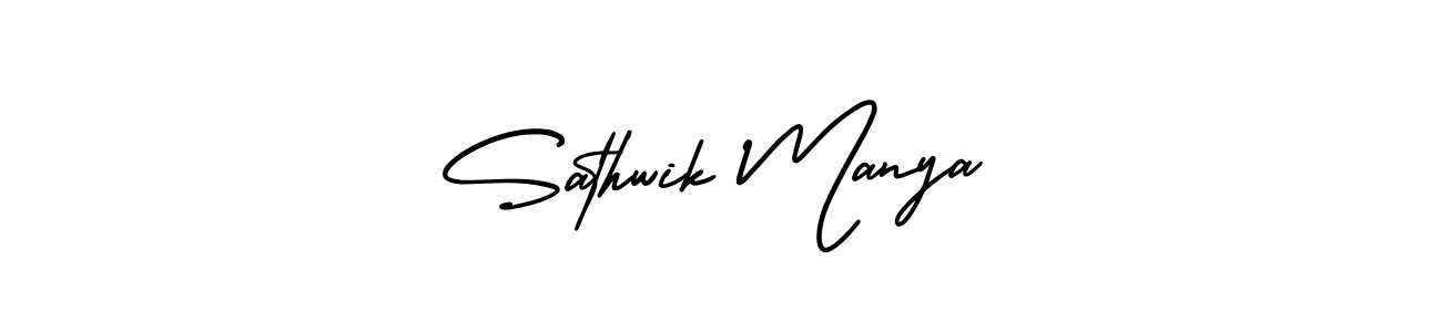 Make a short Sathwik Manya signature style. Manage your documents anywhere anytime using AmerikaSignatureDemo-Regular. Create and add eSignatures, submit forms, share and send files easily. Sathwik Manya signature style 3 images and pictures png