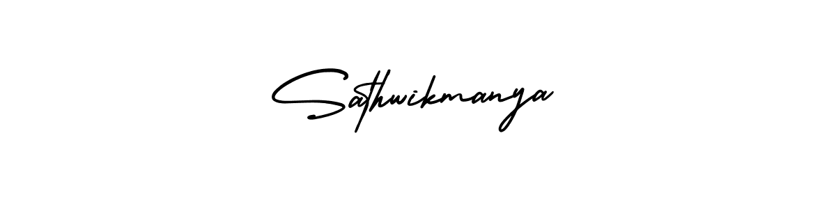 Design your own signature with our free online signature maker. With this signature software, you can create a handwritten (AmerikaSignatureDemo-Regular) signature for name Sathwikmanya. Sathwikmanya signature style 3 images and pictures png
