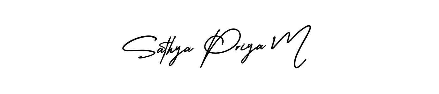 How to make Sathya Priya M signature? AmerikaSignatureDemo-Regular is a professional autograph style. Create handwritten signature for Sathya Priya M name. Sathya Priya M signature style 3 images and pictures png