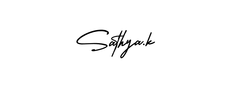 Also we have Sathya.k name is the best signature style. Create professional handwritten signature collection using AmerikaSignatureDemo-Regular autograph style. Sathya.k signature style 3 images and pictures png